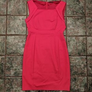 Pink/red sheath Elie Tahari dress great neckline!!